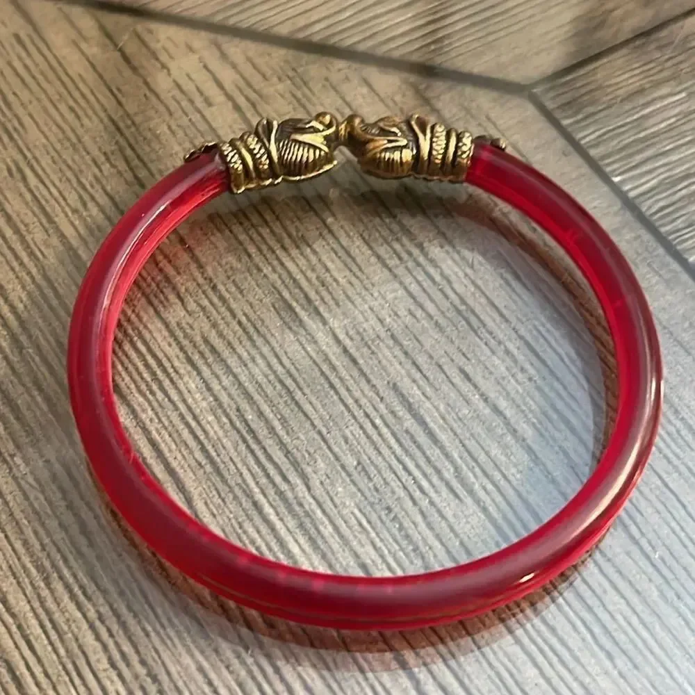 Gajmukhi Elephant Face Design Bangle Bracelet Lucite/Acrylic Tortoise Shell